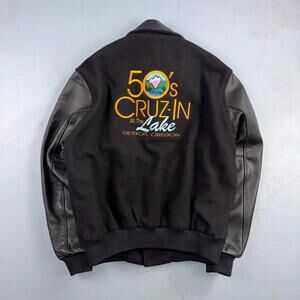 VTG Dehen Varsity Letterman Jacket Size Large Wool Leather Detroit Oregon Cars